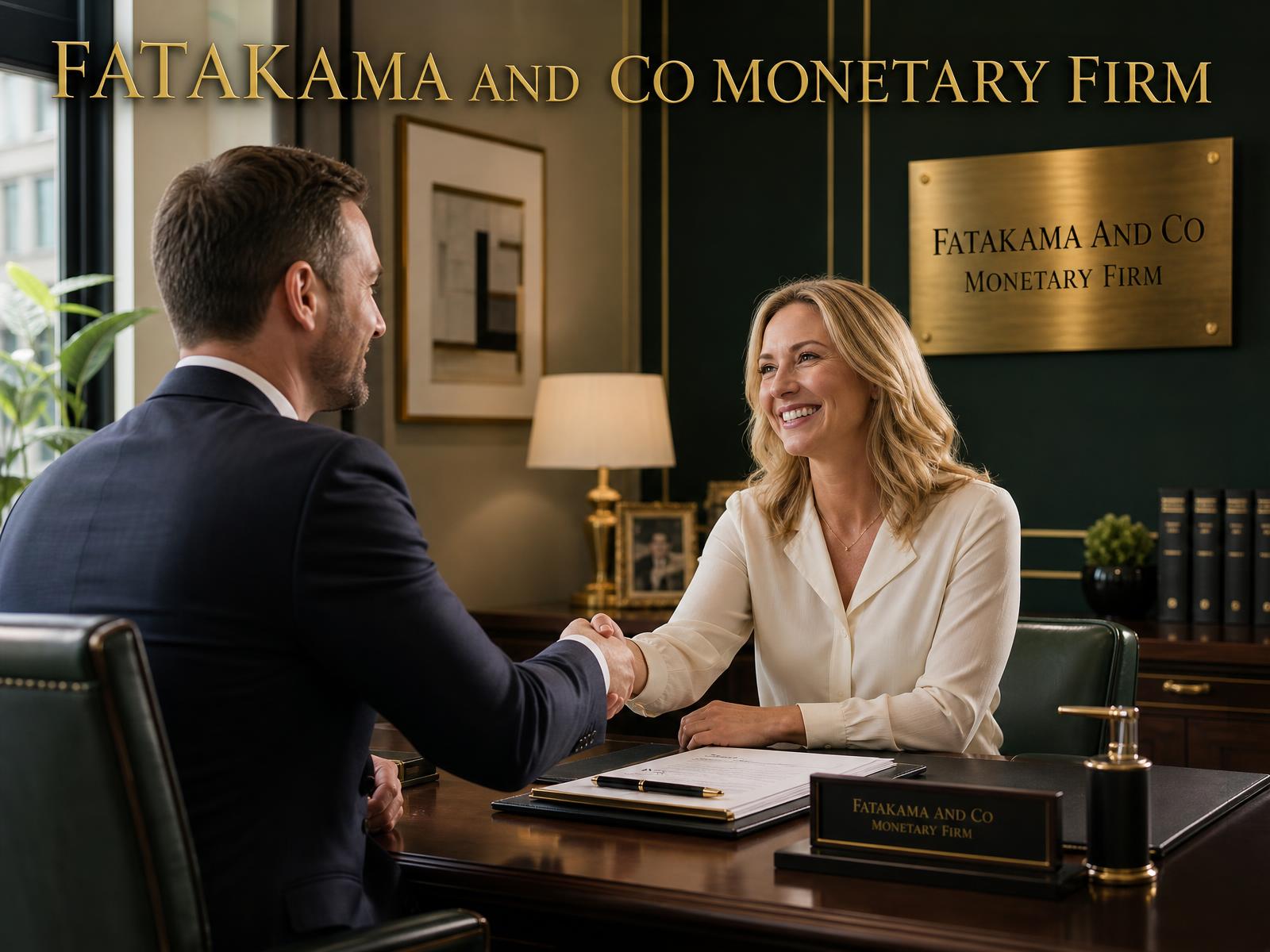 Fatakama & Co loan officer shaking hands with a client in the firm's office